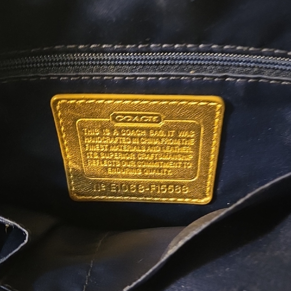 Coach Brown and Multicolor Stripe Tote Khaki Canvas Gold Leather Trim 14 X 10 - Picture 3 of 7